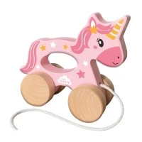 Jucarie din lemn 2 in 1 impinge si trage Unicorn