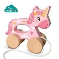 Jucarie din lemn 2 in 1 impinge si trage Unicorn