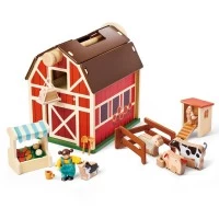 Set de joaca din lemn Ferma Animalelor Hape 33 piese