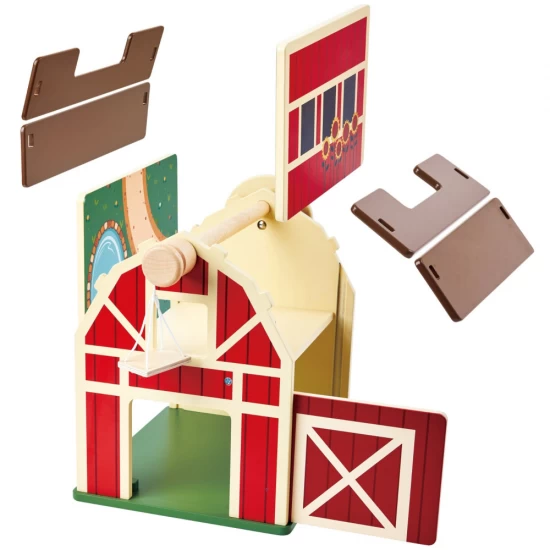 Set de joaca din lemn Ferma Animalelor Hape 33 piese