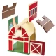Set de joaca din lemn Ferma Animalelor Hape 33 piese
