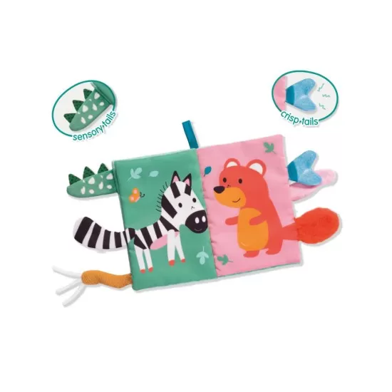 Jucarie senzoriala bebelusi - Carte cu cozi de animale Jucarie senzoriala bebelusi - Carte cu cozi de animale