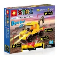 Set constructie pentru copii, Camion tractare cu lumini si sunete Stax, 75 blocuri de constructie si 6 STAX, +6 ani