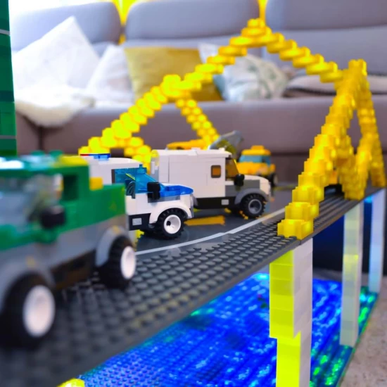 Set constructie pentru copii, Camion tractare cu lumini si sunete Stax, 75 blocuri de constructie si 6 STAX, +6 ani