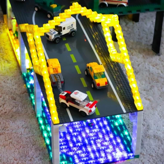 Set constructie pentru copii, Camion tractare cu lumini si sunete Stax, 75 blocuri de constructie si 6 STAX, +6 ani