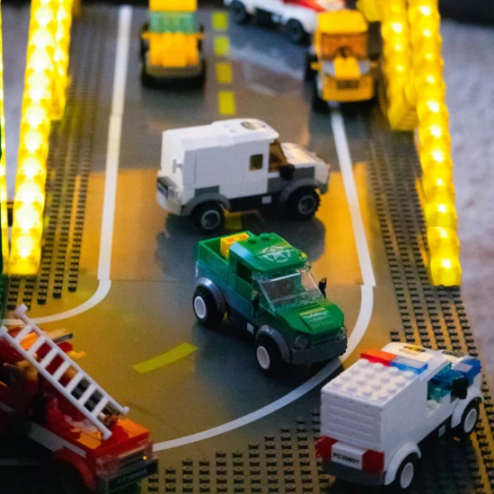 Set constructie pentru copii, Camion tractare cu lumini si sunete Stax, 75 blocuri de constructie si 6 STAX, +6 ani