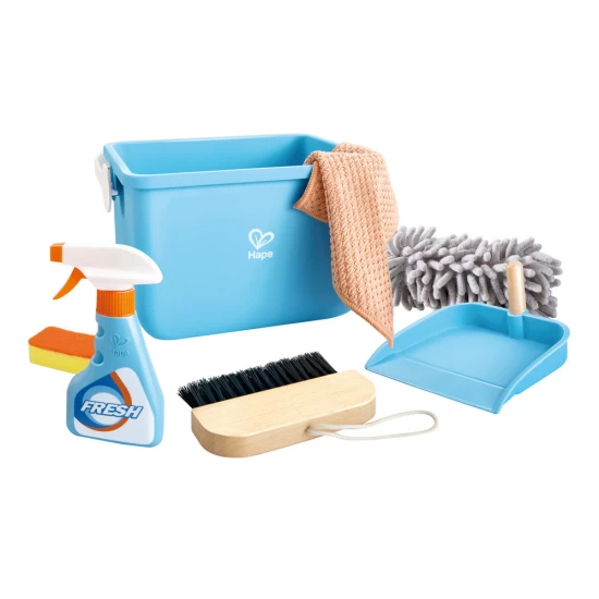 Set de curatenie cu galeata pentru copii Hape 7 piese Set de curatenie cu galeata pentru copii Hape 7 piese
