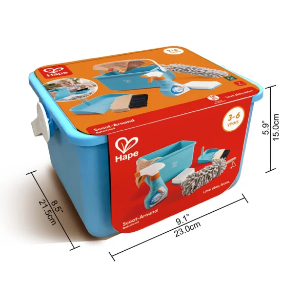 Set de curatenie cu galeata pentru copii Hape 7 piese Set de curatenie cu galeata pentru copii Hape 7 piese