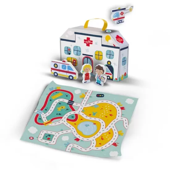 Set de joaca spital cu valiza si covoras Set de joaca spital cu valiza si covoras