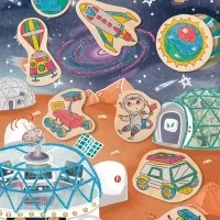 Kit de creat magneti pentru copii cu tematica Spatiu 17 piese