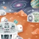 Kit de creat magneti pentru copii cu tematica Spatiu 17 piese Kit de creat magneti pentru copii cu tematica Spatiu 17 piese
