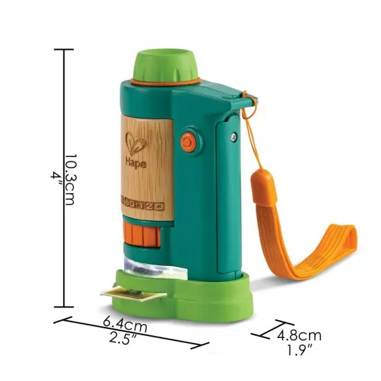 Microscop de jucarie pentru copii din bambus Hape Microscop de jucarie pentru copii din bambus Hape