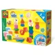 Set creativ Animale din plastilina cu sucitor din lemn, figurine animale din carton, 4 culori plastilina