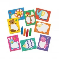 Set de colorat cu 8 carduri cu animale si creioane colorate