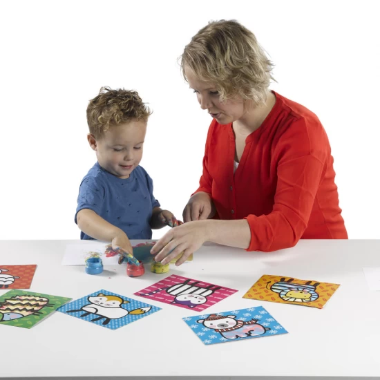 Set pictura cu acuarele pentru degetele si 8 carduri cu animale