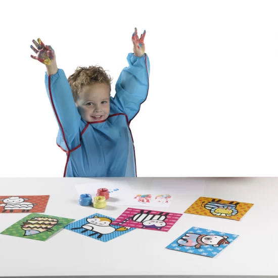 Set pictura cu acuarele pentru degetele si 8 carduri cu animale