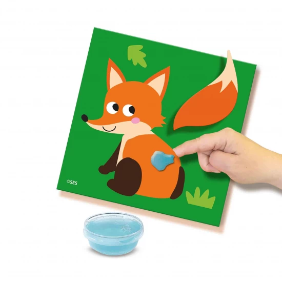 Set creativ de lipit coditele animalelor cu 14 cartonase, 14 codite si lipici, +12 luni