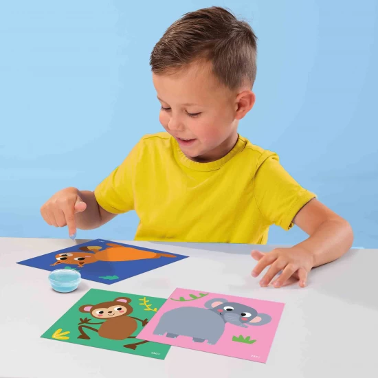 Set creativ de lipit coditele animalelor cu 14 cartonase, 14 codite si lipici, +12 luni