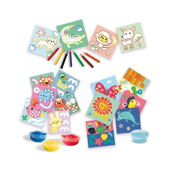 Set pictura 3 in 1 - PIctura cu degete, colorare si lipirea formelor Set pictura 3 in 1 - PIctura cu degete, colorare si lipirea formelor
