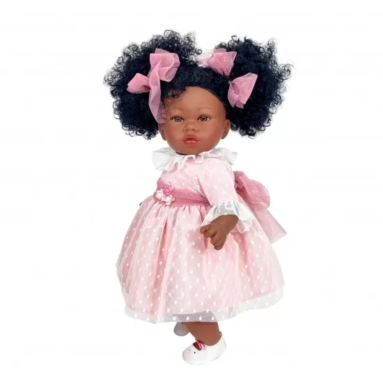 Papusa Nines D'Onil Addis Afro cu rochie roz plumeti si miros de vanilie 45 cm Papusa Nines D'Onil Addis Afro cu rochie roz plumeti si miros de vanilie 45 cm