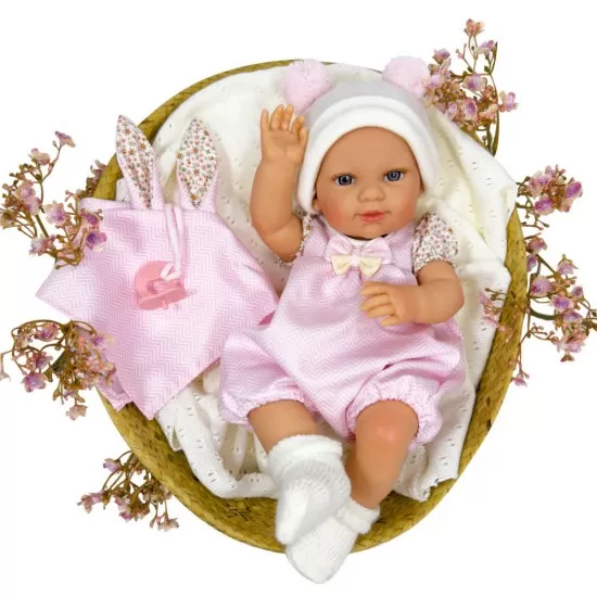 Papusa Nines D'Onil Dou Dou bebelus RN cu hainute roz, jucarie si miros de vanilie 37 cm Papusa Nines D'Onil Dou Dou bebelus RN cu hainute roz, jucarie si miros de vanilie 37 cm