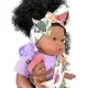 Papusa Nines D'Onil Maria Afro cu sunete, bebelus, rochie mov si miros de vanilie 45 cm Papusa Nines D'Onil Maria Afro cu sunete, bebelus, rochie mov si miros de vanilie 45 cm