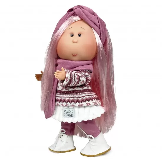 Papusa Nines D'Onil Mia cu parul roz, bentita, articulatii si miros de vanilie 30 cm Papusa Nines D'Onil Mia cu parul roz, bentita, articulatii si miros de vanilie 30 cm