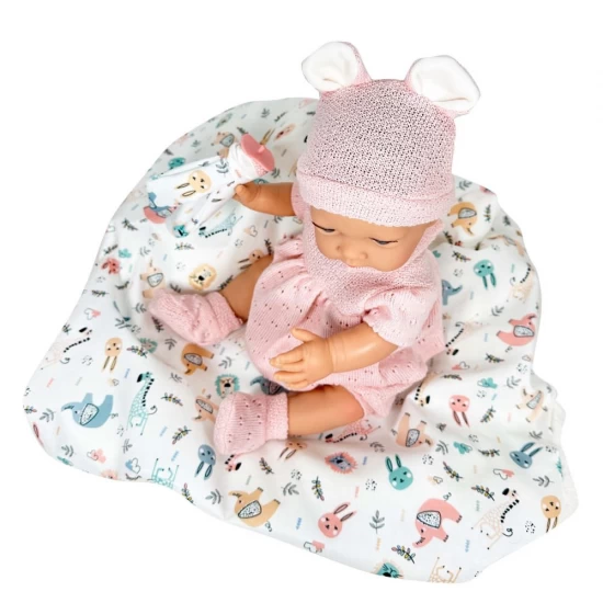 Papusa bebelus Nines D'Onil Rubi Lana cu suzeta, haine roz si miros de vanilie, 45 cm Papusa bebelus Nines D'Onil Rubi Lana cu suzeta, haine roz si miros de vanilie, 45 cm