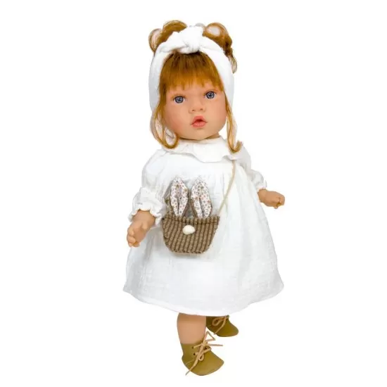 Papusa Nines D'Onil Susette Plumeti cu parul roscat, sunete, rochie alba si miros de vanilie 45 cm Papusa Nines D'Onil Susette Plumeti cu parul roscat, sunete, rochie alba si miros de vanilie 45 cm