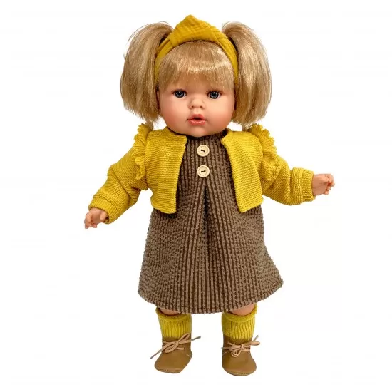 Papusa Nines D'Onil Tita cu parul blond, haine de toamna si miros de vanilie 45 cm Papusa Nines D'Onil Tita cu parul blond, haine de toamna si miros de vanilie 45 cm