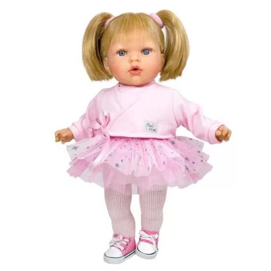 Papusa Nines D'Onil Tita Star cu sunete, parul blond, rochie roz si miros de vanilie 45 cm Papusa Nines D'Onil Tita Star cu sunete, parul blond, rochie roz si miros de vanilie 45 cm