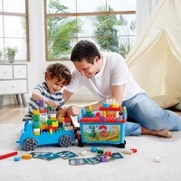 Set constructie PolyM - Camion cu remorca creativ pentru copii (114 piese)