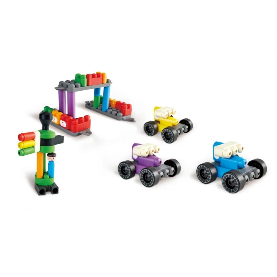 Set constructie PolyM - Tren colorat de jucarie (63 piese)