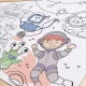 Puzzle din lemn 2 in 1 - Prietenii din Spatiu (50 piese), cu fata dubla si activitate colorare
