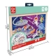 Puzzle din lemn 2 in 1 - Prietenii din Spatiu (50 piese), cu fata dubla si activitate colorare
