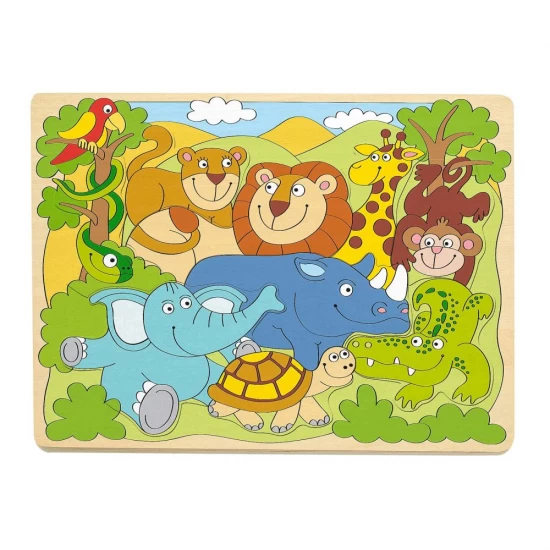 Puzzle din lemn, Animale din Africa, Woodyland, 10 piese