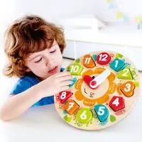 Puzzle din lemn cu ceas de jucarie pentru copii