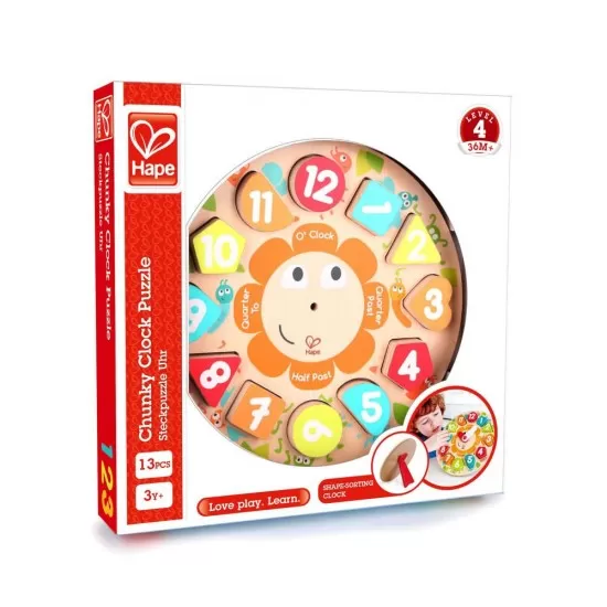 Puzzle din lemn cu ceas de jucarie pentru copii Puzzle din lemn cu ceas de jucarie pentru copii