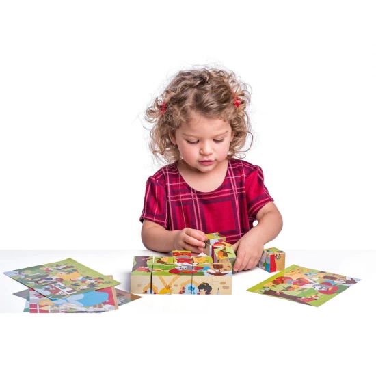 Puzzle din lemn cuburi - Basme 4 x 5