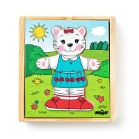 Puzzle din lemn, Imbraca pisica, Woodyland, 18 piese