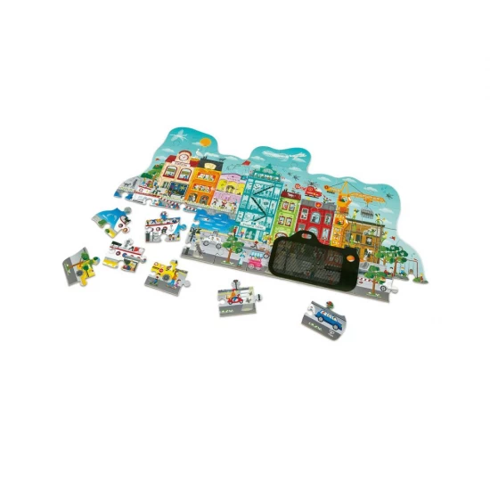 Puzzle pentru copii de podea Orasul Animat Hape 49 piese