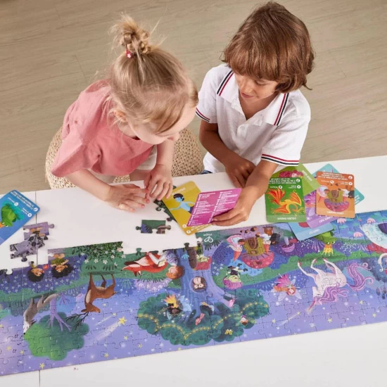 Puzzle pentru copii fluorescent cu Dinozauri (200 piese, 1.5m) Puzzle pentru copii fluorescent cu Dinozauri (200 piese, 1.5m)
