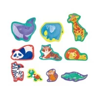 Set 10 puzzle pentru copii mici, Animale din jungla, Hape, +18 luni
