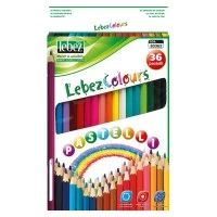 Set 36 creioane colorate 18 cm, hexagonale, Lebez