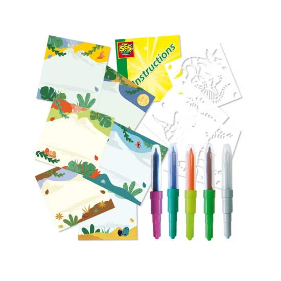 Set carioci colorate cu aerograf si matrite cu animale Set carioci colorate cu aerograf si matrite cu animale