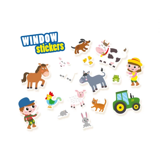 Set creativ pentru copii, Autocolante pentru ferestre, Animale de la ferma