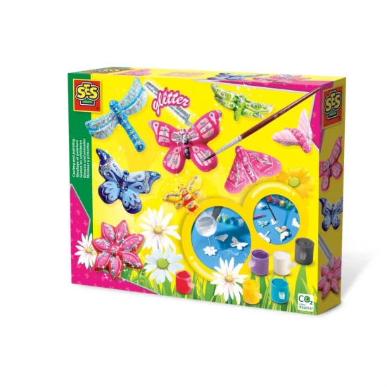 Set creativ copii cu mulaj de lut si pictura - Fluturi cu sclipici Set creativ copii cu mulaj de lut si pictura - Fluturi cu sclipici
