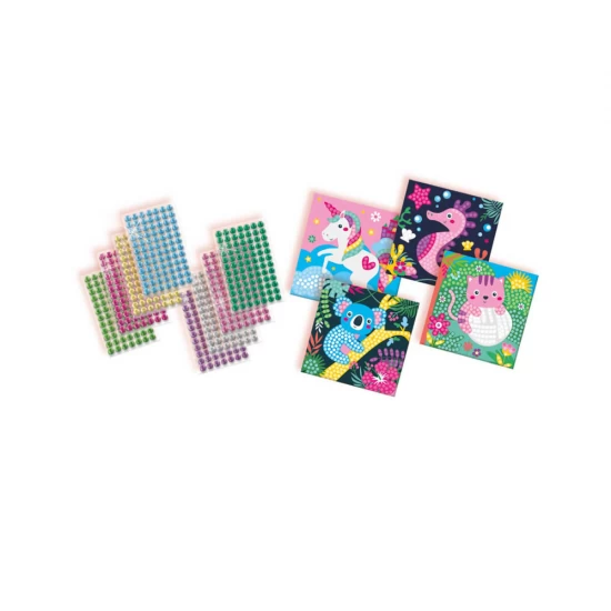 Set creativ de pictura pentru copii cu diamante si animale fericite