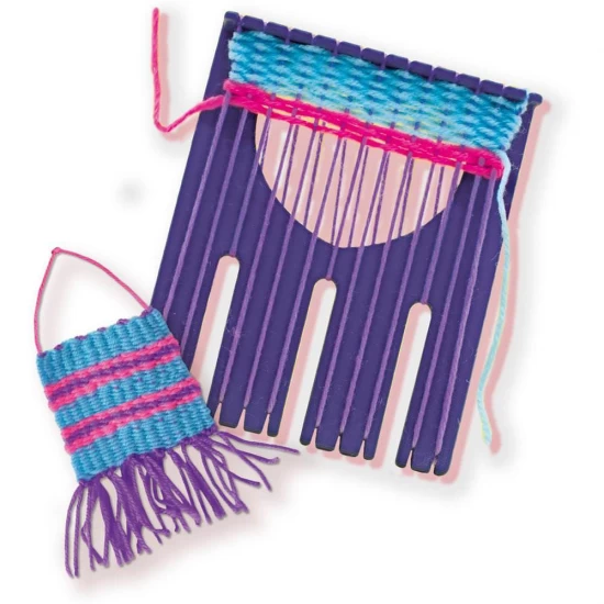 Set creativ de tesut pentru copii cu gherghef si accesorii Set creativ de tesut pentru copii cu gherghef si accesorii