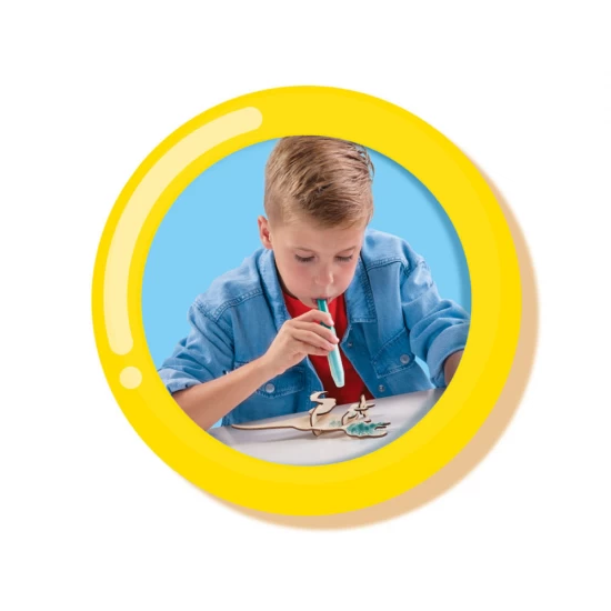 Set creativ pentru copii, Desenez dinozauri din lemn cu markere cu aerograf, +5 ani Set creativ pentru copii, Desenez dinozauri din lemn cu markere cu aerograf, +5 ani